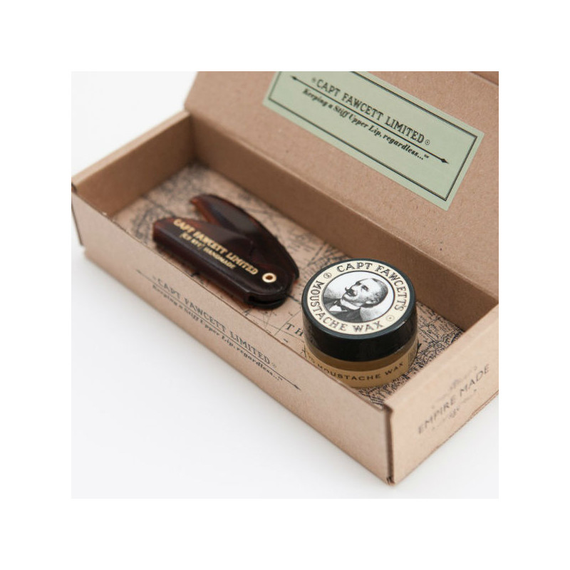 Captain Fawcett's Étui à Cire Moustache Bois de Santal Extra Strong & Comb Captain Fawcett's Étui à Cire Moustache Bois de Santal Extra Strong & Comb